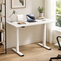 White Motorised Standing Desk with Dual Motors 140cm