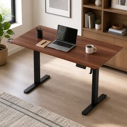 Walnut Electric Standing Desk with Dual Motor Adjustment