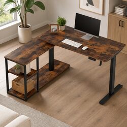 L-Shaped Electric Standing Desk with Adjustable Height