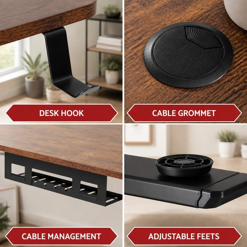 Electric Standing Desk L-Shaped Adjustable Height Motorised Office Workstation Walnut or Rustic Brown Particle Board 120 x 120 x 72-121 cm
