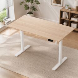 Electric Sit Stand Desk Touch Control Height Adjustable Workstation Oak 140CM