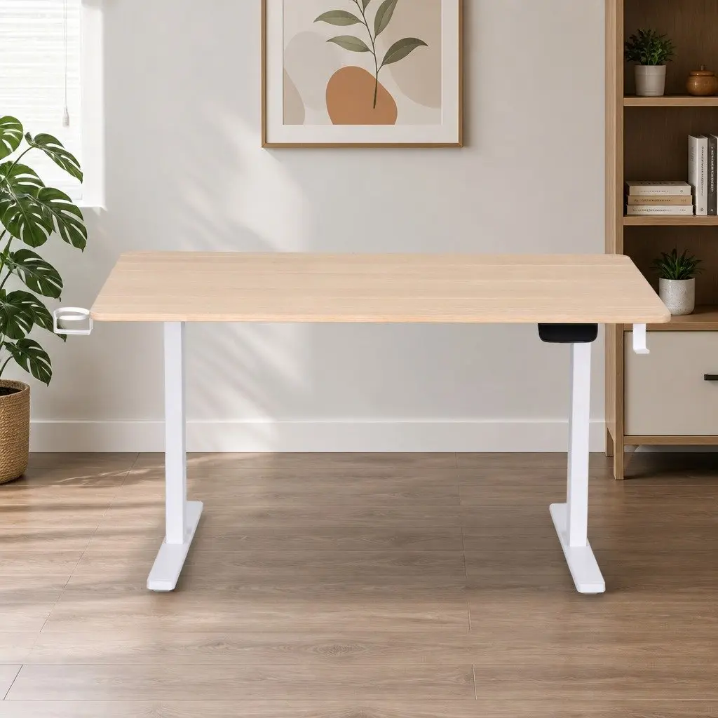 Electric Sit Stand Desk Height Adjustable Workstation Oak 140CM