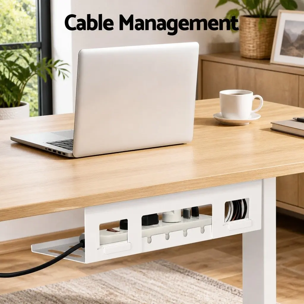 Electric Sit Stand Desk Height Adjustable Workstation Oak 140CM