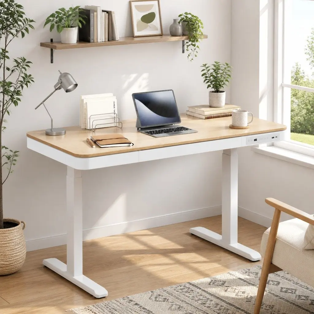 Walnut Electric Sit Stand Desk with Dual Motors 120cm