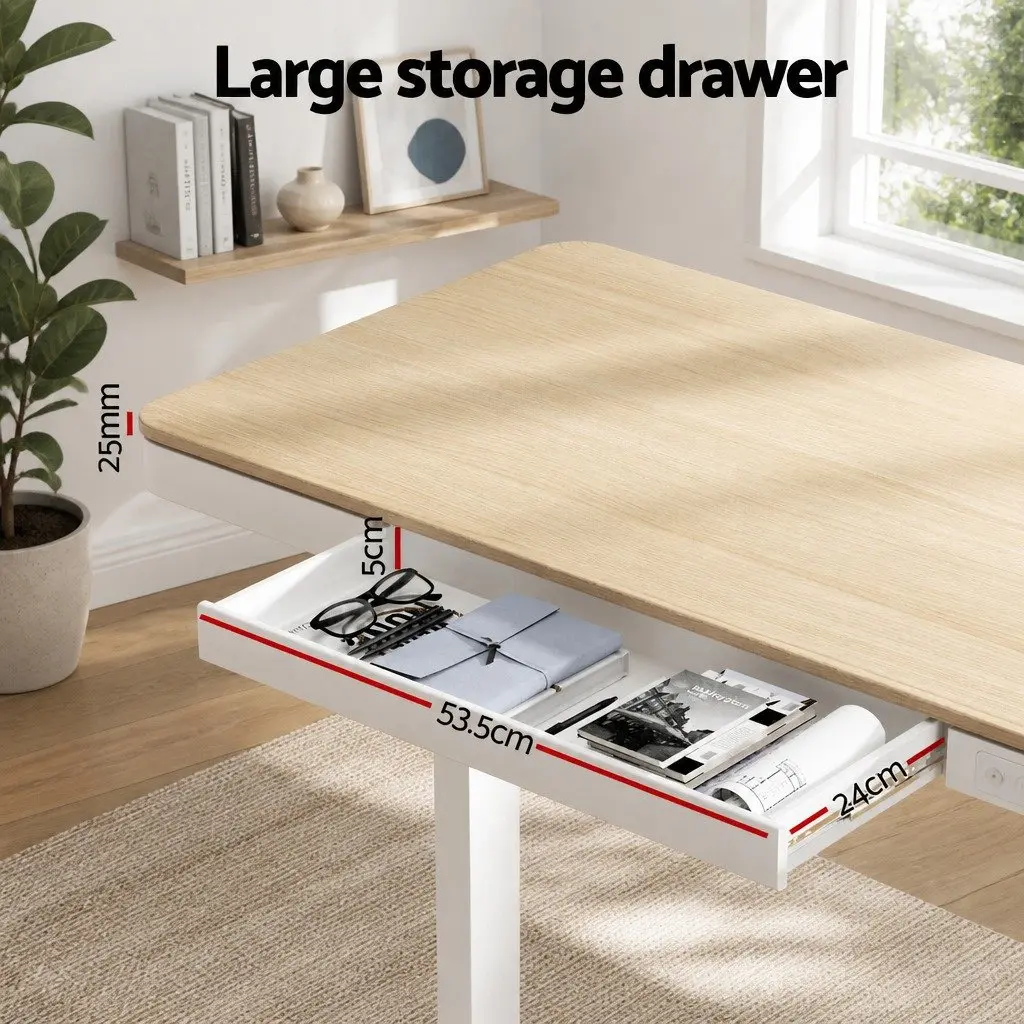 Electric Sit Stand Desk Motorised Dual Motor Height Adjustable 120cm Walnut Particle Board