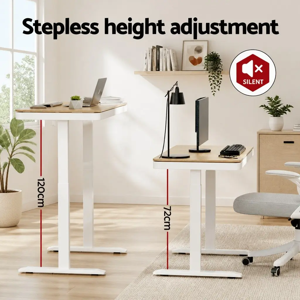 Electric Sit Stand Desk Motorised Dual Motor Height Adjustable 120cm Walnut Particle Board
