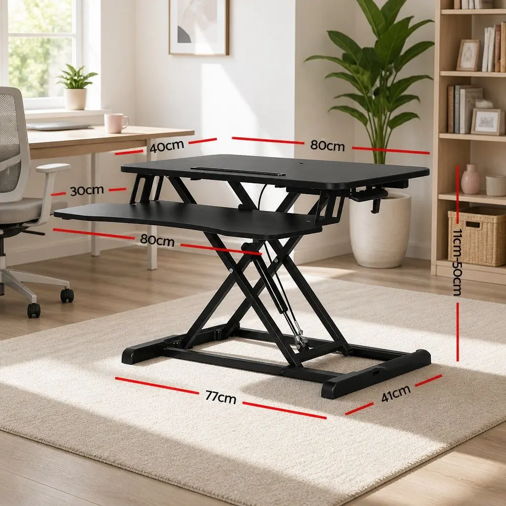 Height Adjustable Standing Desk Riser in Black