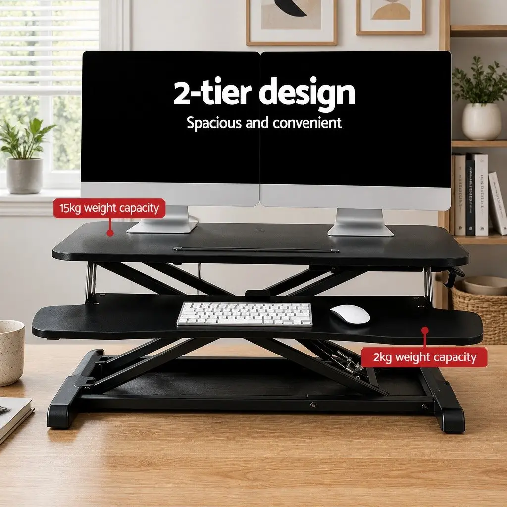 Height Adjustable Standing Desk Riser in Black