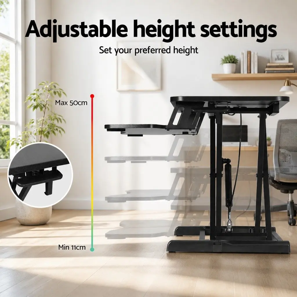 Height Adjustable Standing Desk Riser in Black