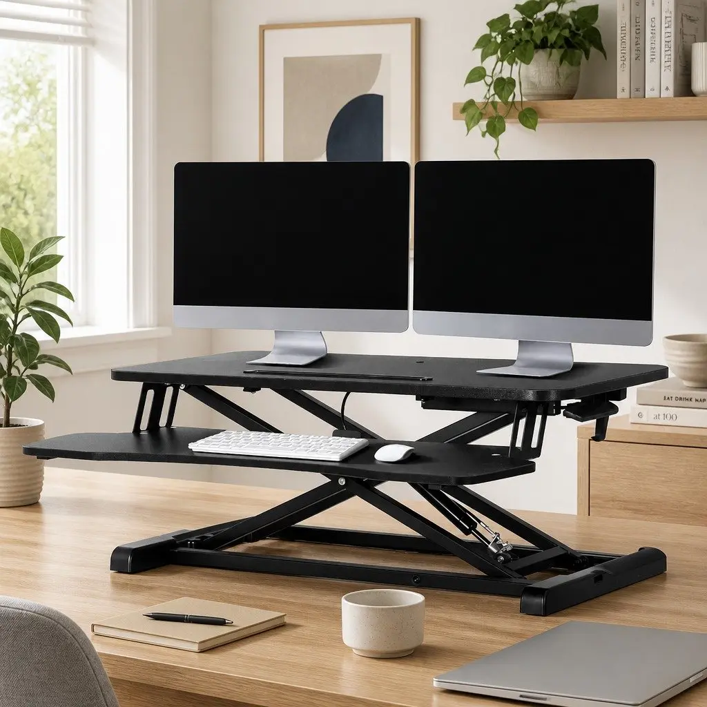 Height Adjustable Standing Desk Riser in Black