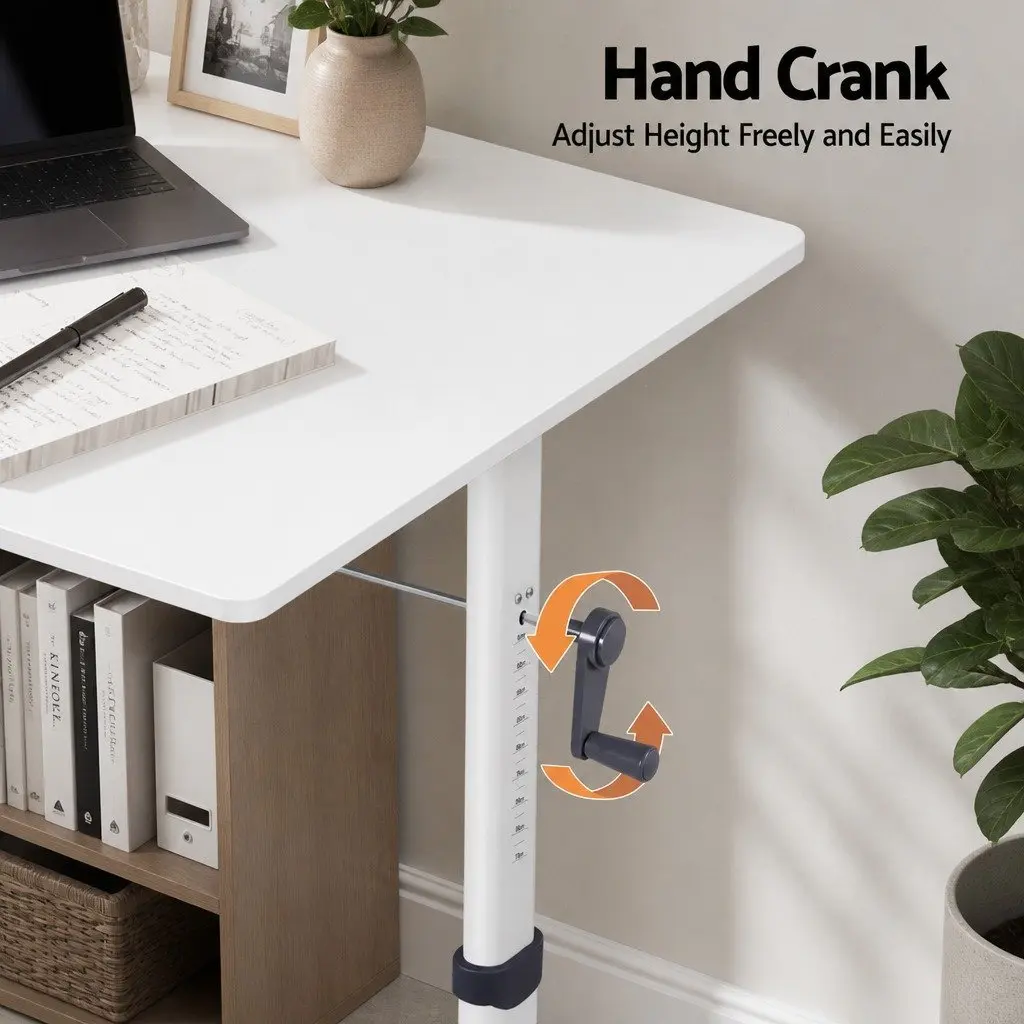 Height Adjustable Standing Desk White 100CM MDF Board