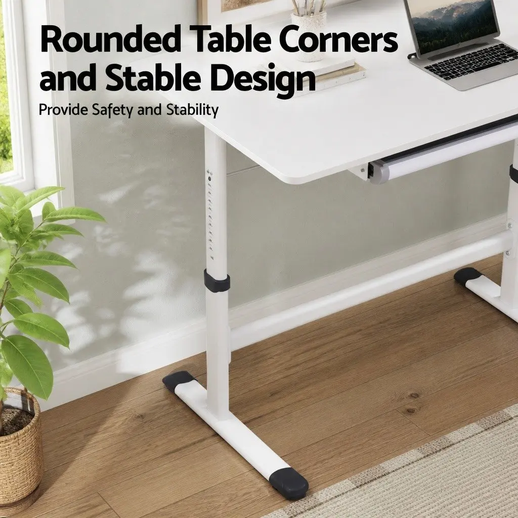 Height Adjustable Standing Desk White 100CM MDF Board