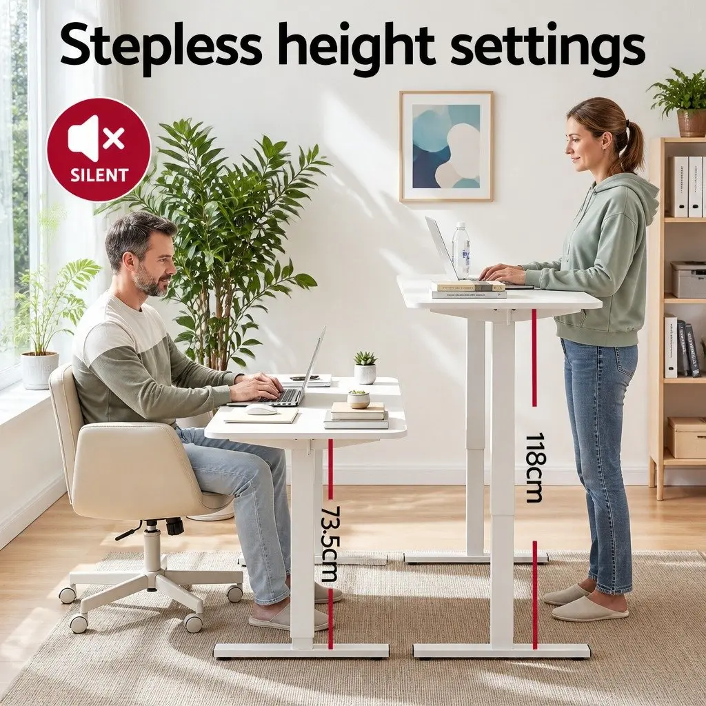 Electric Standing Desk 140cm Office Chair Set Adjustable Height Memory Presets