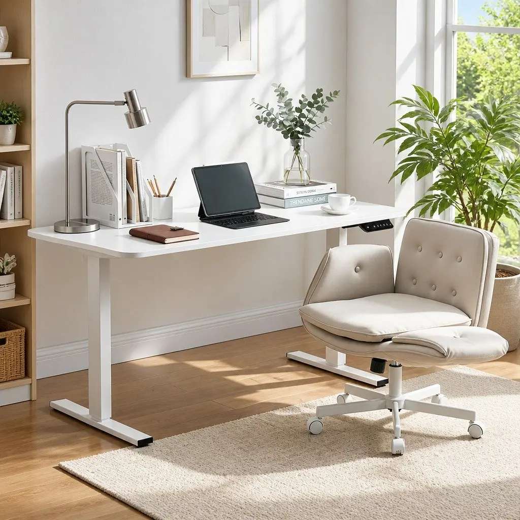 Electric Standing Desk 140cm Office Chair Set Adjustable Height Memory Presets