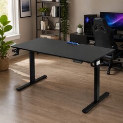Electric Standing Desk Height Adjustable Gaming Office Desk 140cm Black Memory