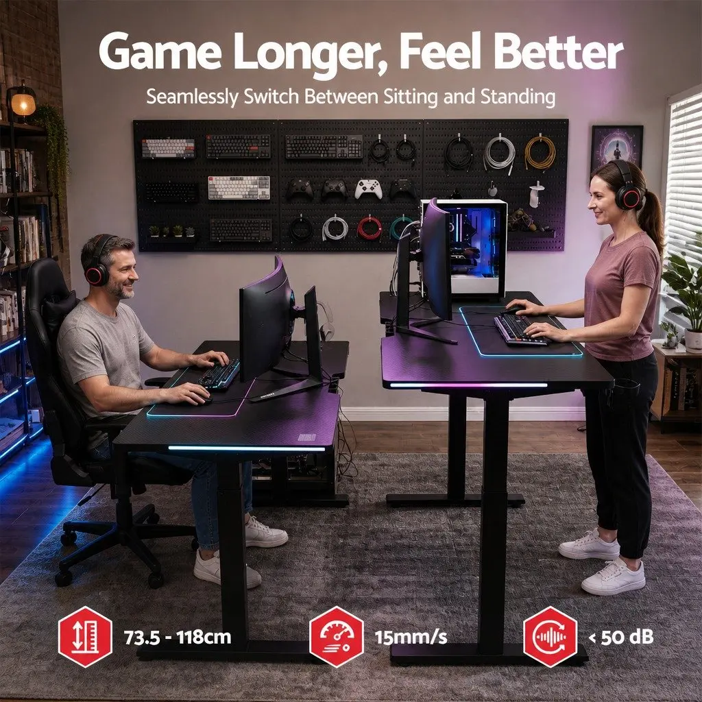 Electric Standing Desk Height Adjustable 140cm Black MDF