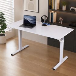 Electric Standing Desk Height Adjustable Gaming Office Workstation 140cm White