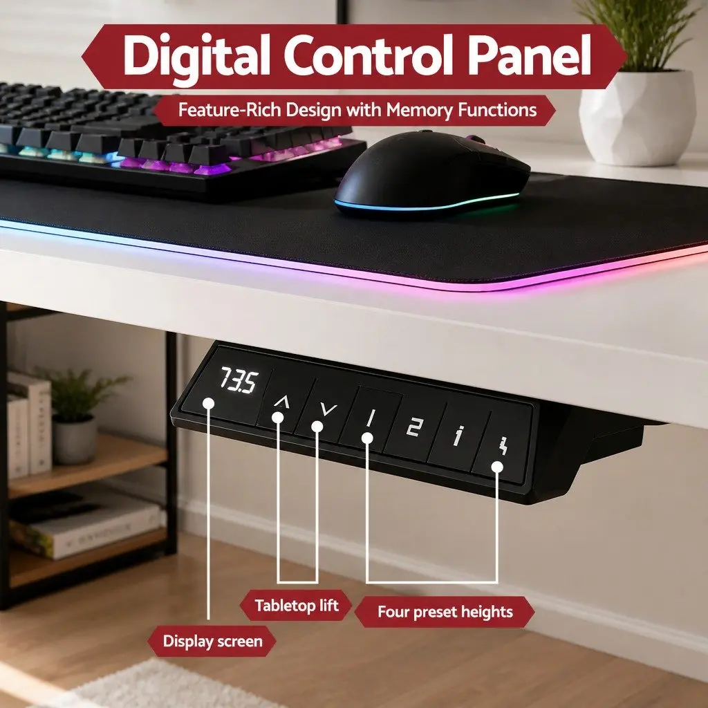Electric Standing Desk Height Adjustable 140cm White MDF