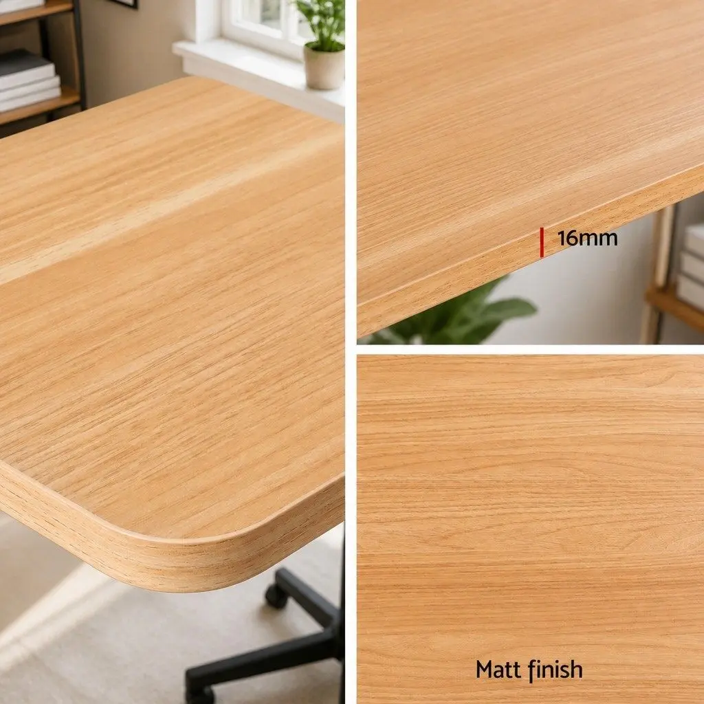 Electric Motorised Sit Stand Adjustable Desk 120cm Oak or Black Powder Coated Metal Frame