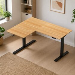 L-Shape Electric Standing Desk Sit Stand Height Adjustable Motorised Dual Motor