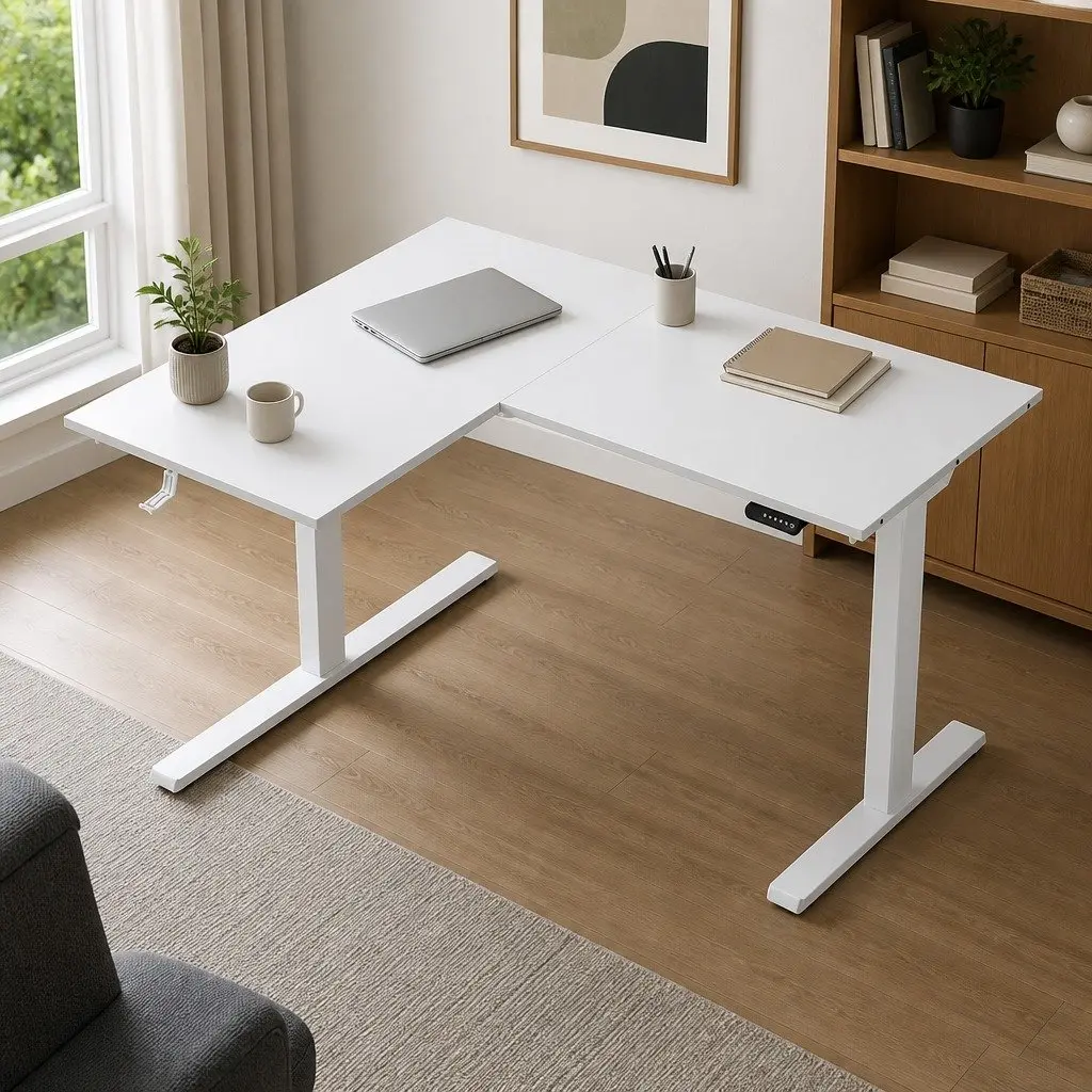 Electric L-Shape Standing Desk for Home Office