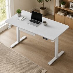 White Electric Standing Desk 140cm with Memory Presets