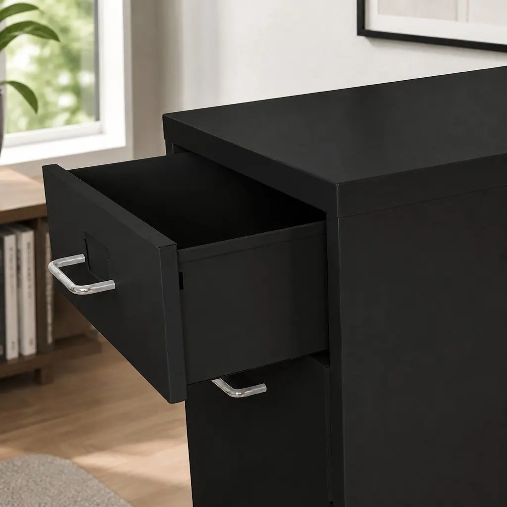 3 Drawer Filing Cabinet Steel Compact Office Storage Organizer Black