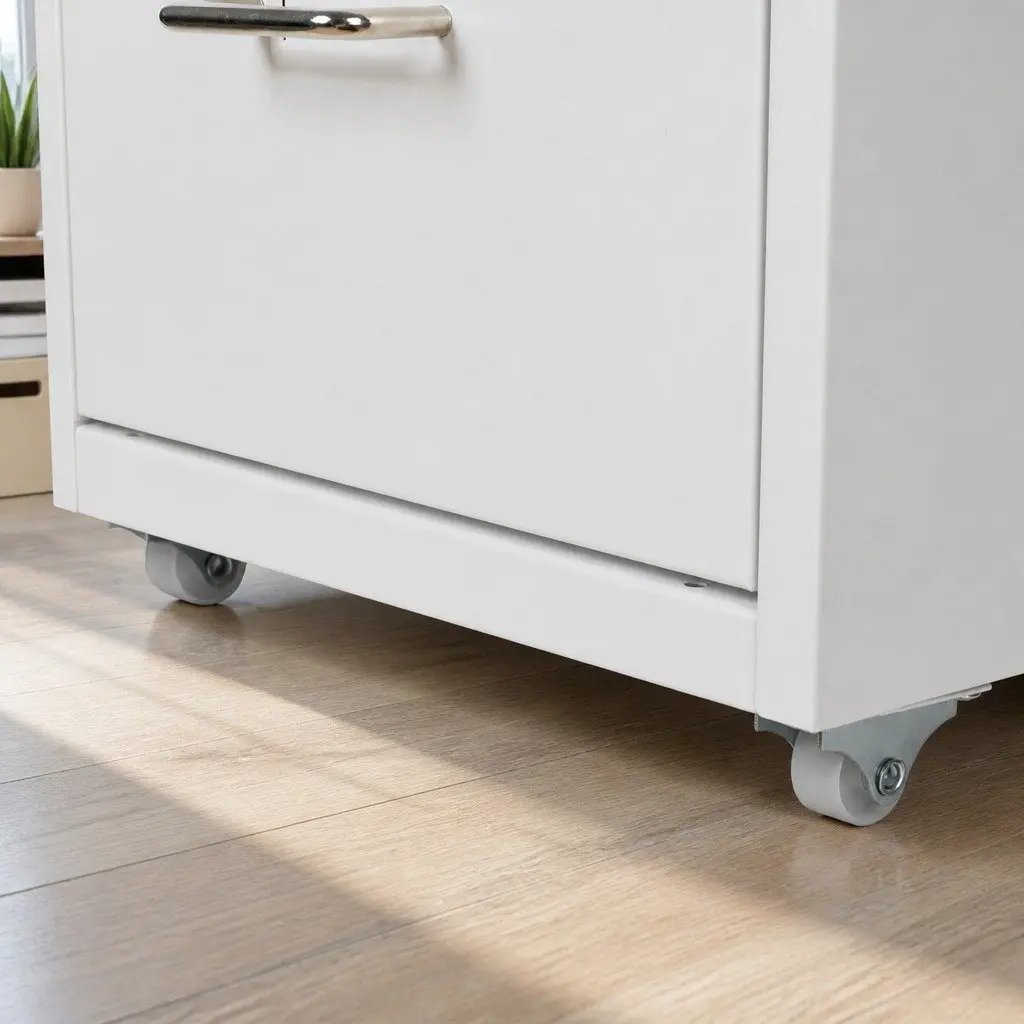 Filing Cabinet Steel Frame 3 Drawer Compact Office Storage Organizer White
