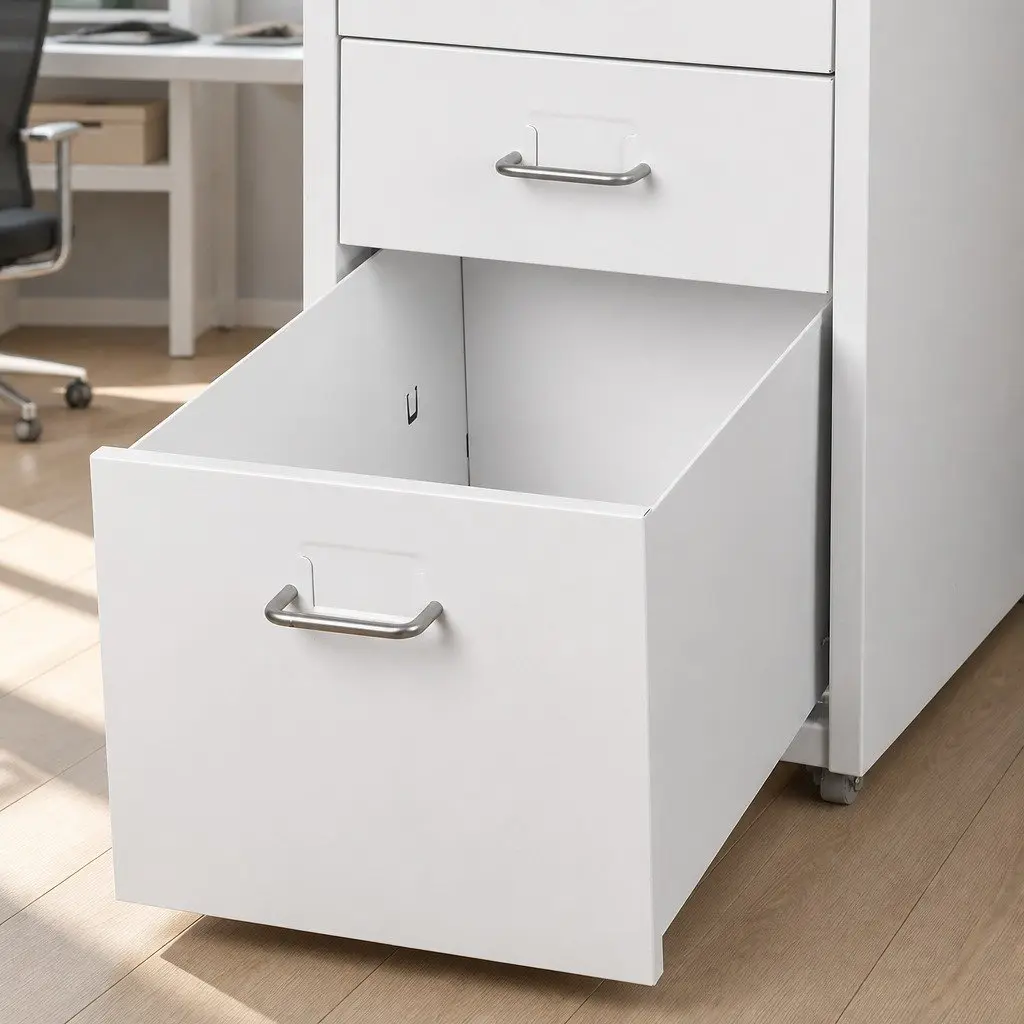 Filing Cabinet Steel Frame 3 Drawer Compact Office Storage Organizer White