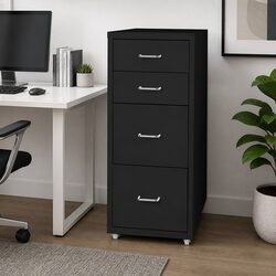 Compact Black Steel 4 Drawer Filing Cabinet for Office