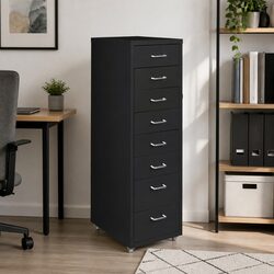 Compact Steel 8 Drawer Filing Cabinet in Black