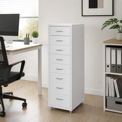 Elegant 8-Drawer Filing Cabinet in White Steel