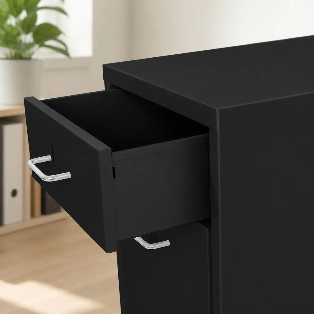 6 Drawer Filing Cabinet Black Steel Office Storage Organizer