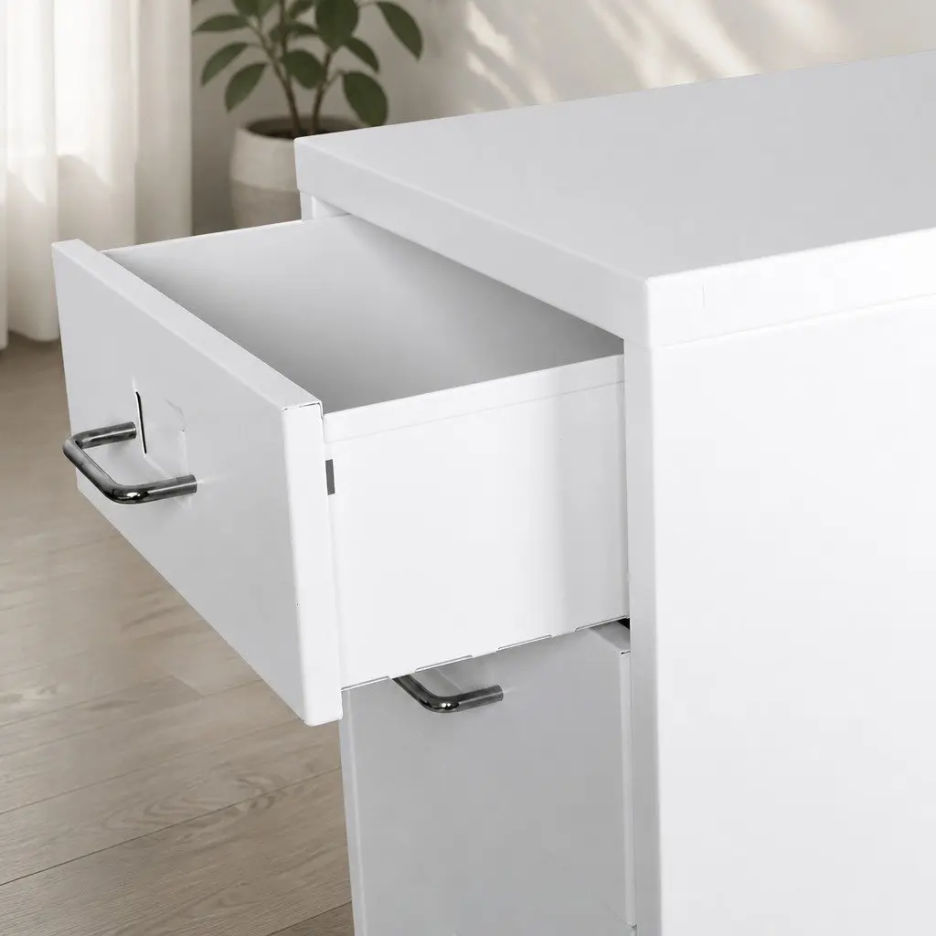 6 Drawer Filing Cabinet White Steel Frame Office Storage Organizer