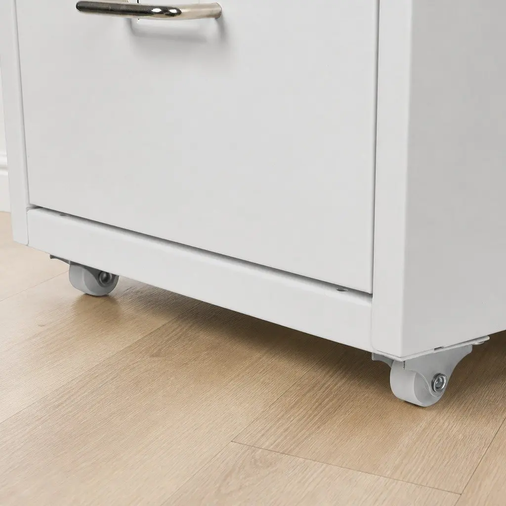 6 Drawer Filing Cabinet White Steel Frame Office Storage Organizer
