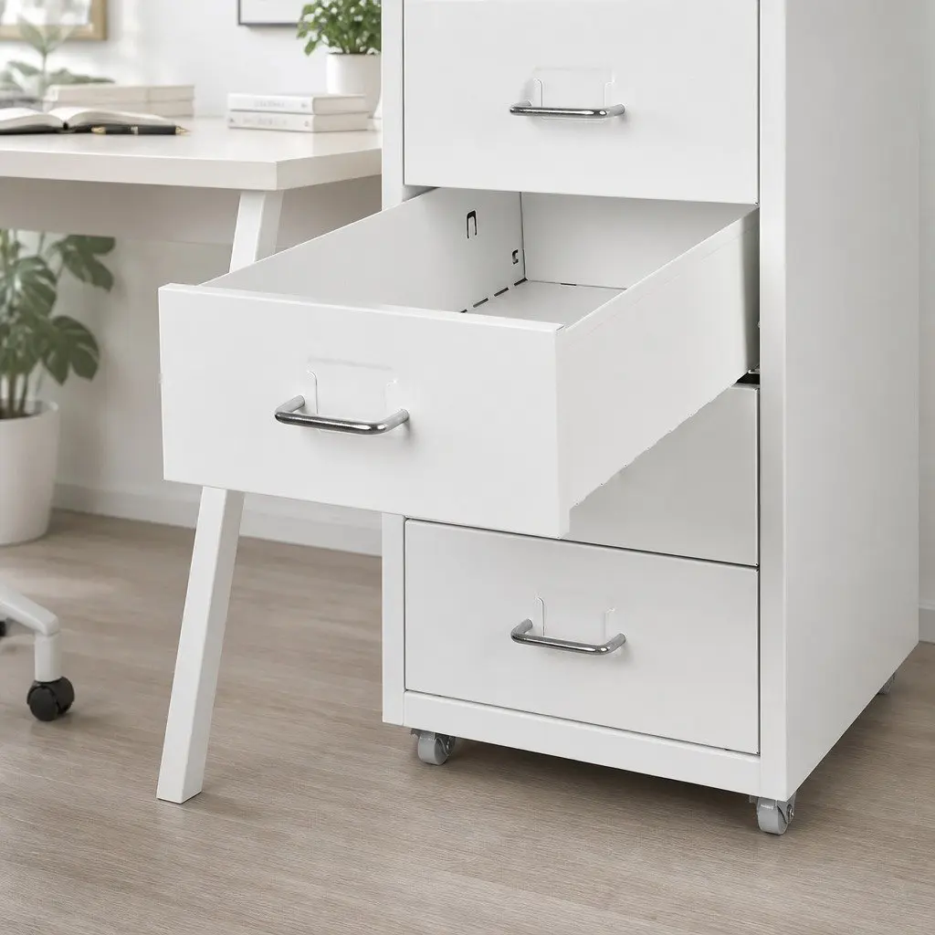 6 Drawer Filing Cabinet White Steel Frame Office Storage Organizer
