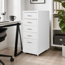 5-Drawer Office Storage Cabinet in White Steel