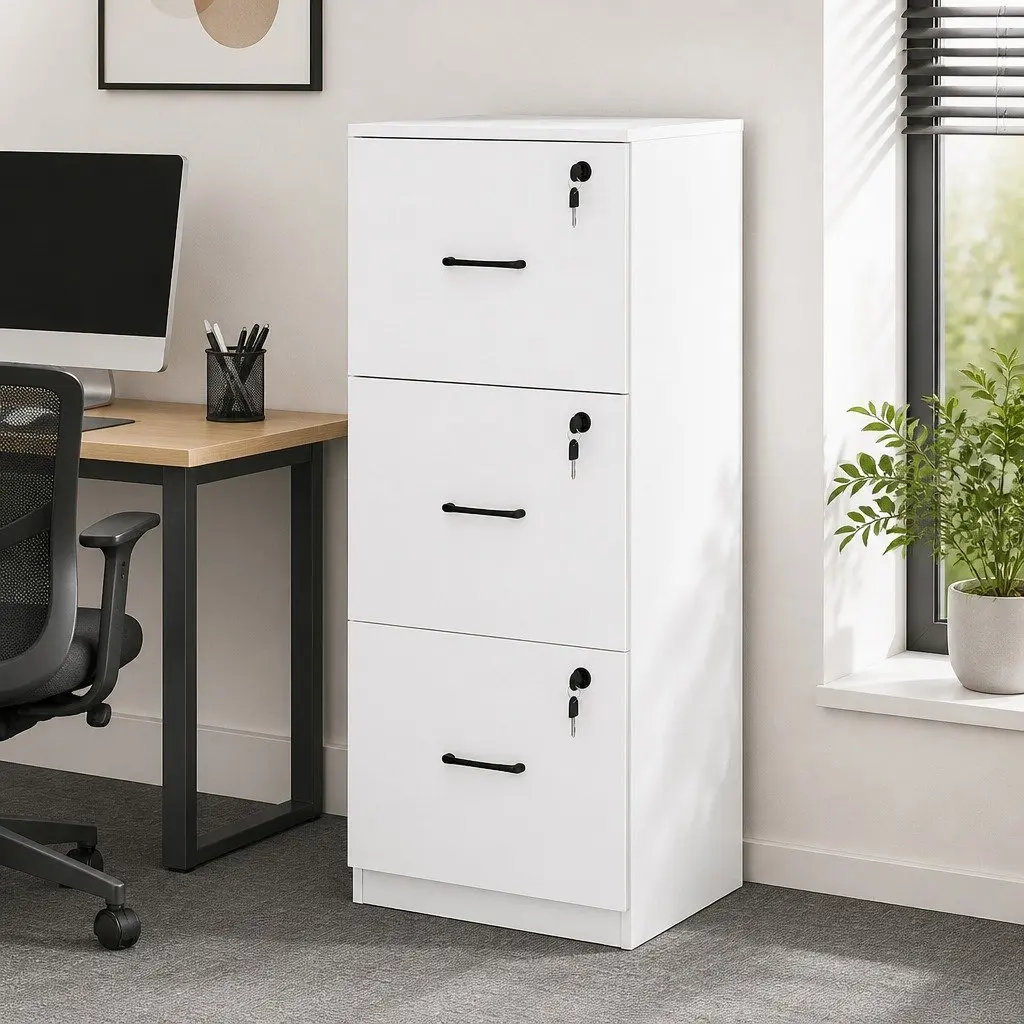 White 3-Drawer File Cabinet for Home Office Organization