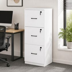 White 3-Drawer File Cabinet for Home Office Organization