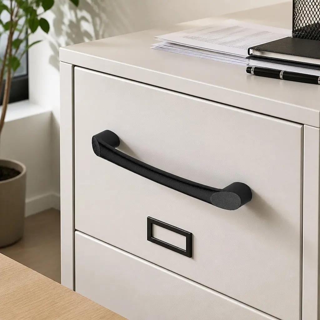 File Cabinet Modern White 3 Drawer Lockable MDF Metal Office Home Organizer