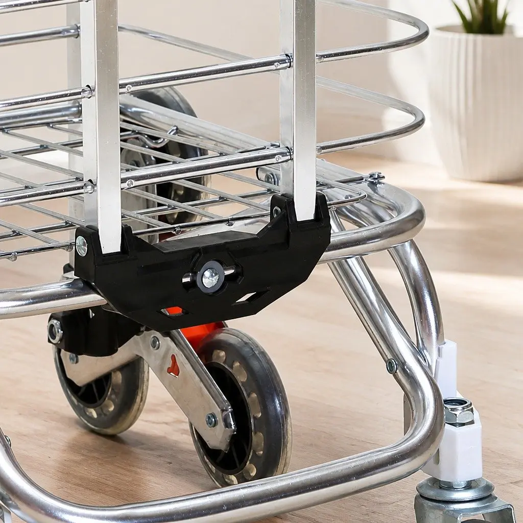 Foldable Shopping Cart Trolley Purple Waterproof Oxford Cloth 35L Stainless Steel Aluminium Frame