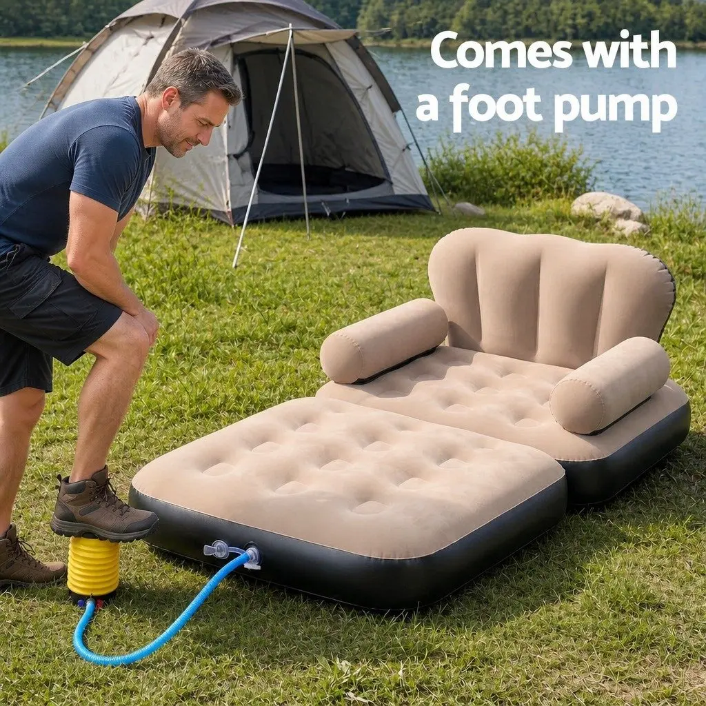 Inflatable Air Chair Convertible Daybed Coffee PVC 85cm x 192cm