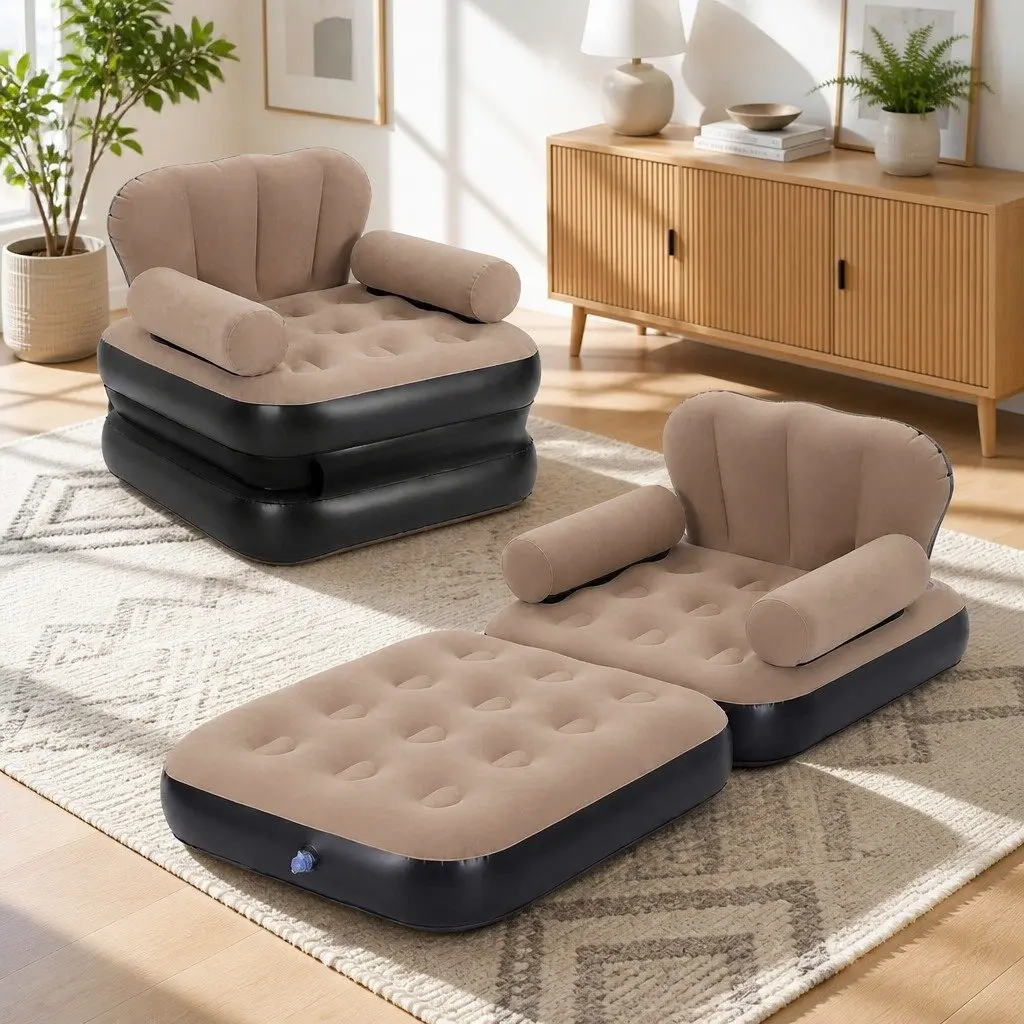 Inflatable Air Chair Convertible Daybed Coffee PVC 85cm x 192cm