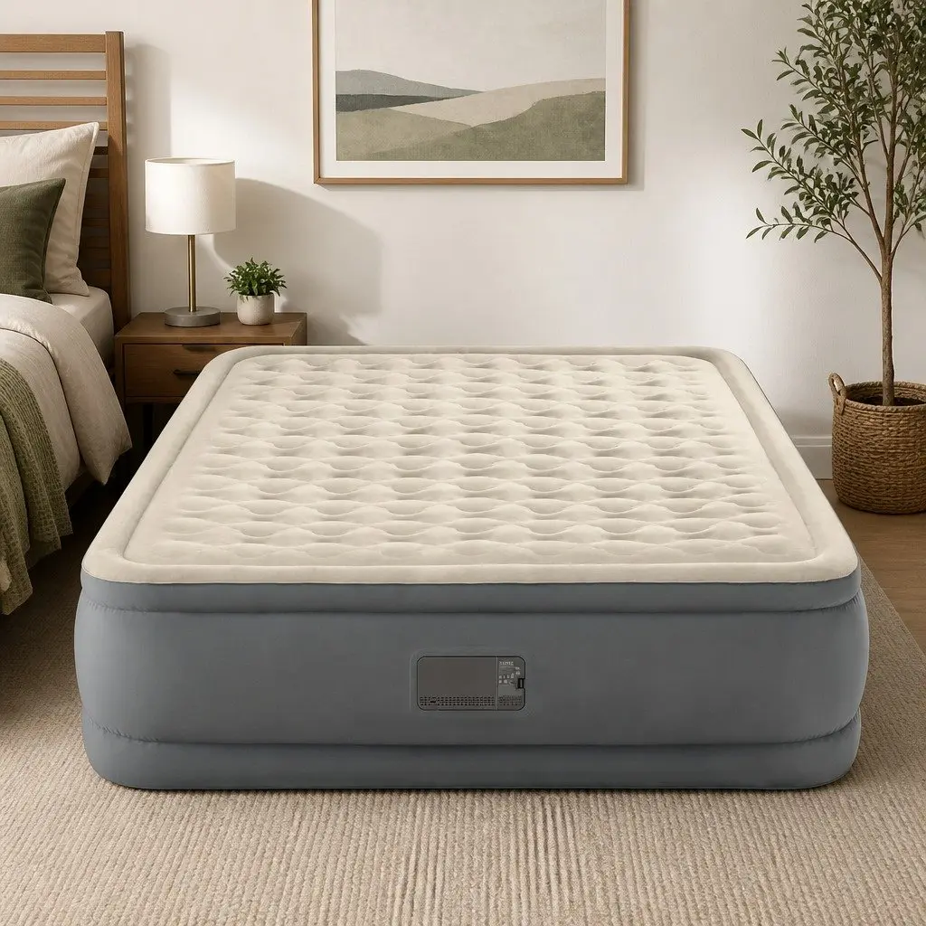 Queen Elevated Airbed with Fiber-Tech for Guests