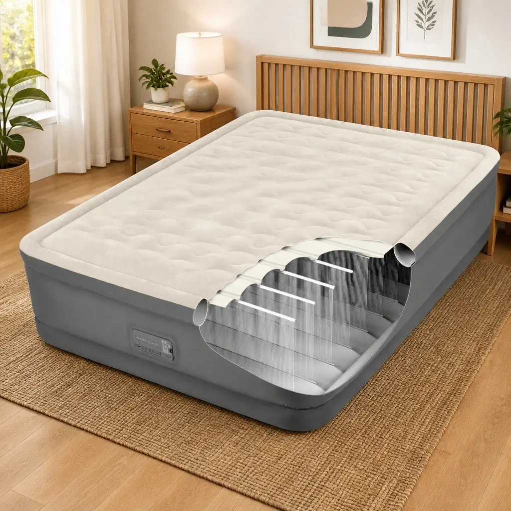 Queen Elevated Airbed with Fiber-Tech for Guests