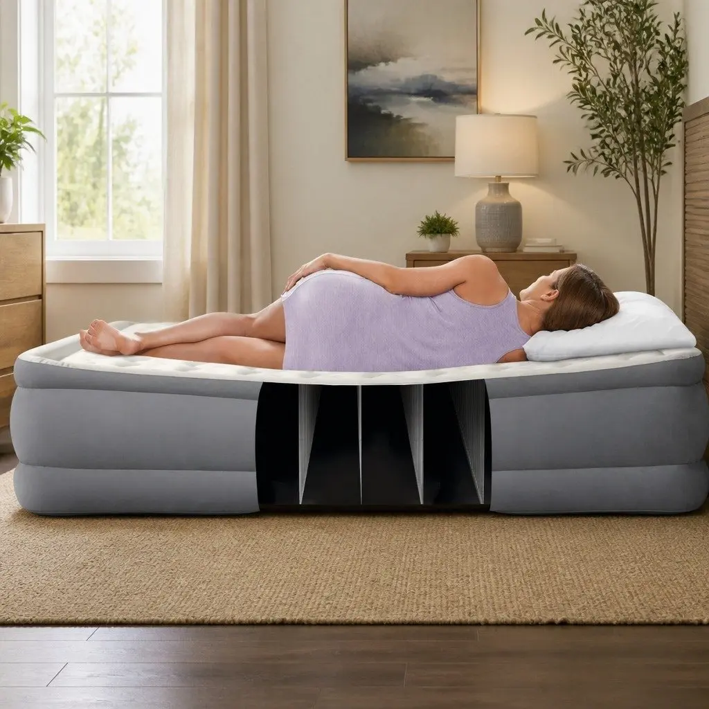 Queen Elevated Airbed with Fiber-Tech for Guests