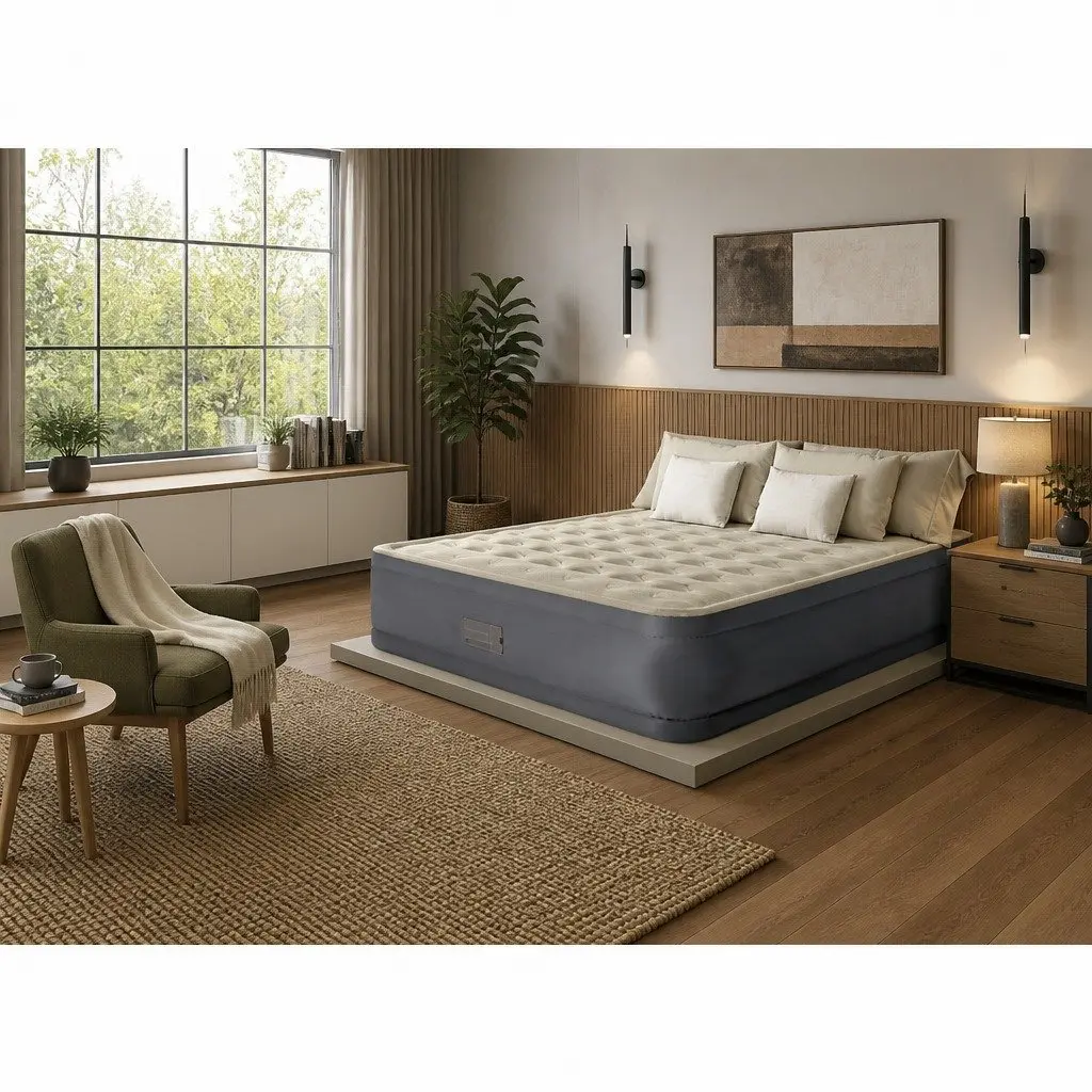 Queen Elevated Airbed with Fiber-Tech for Guests