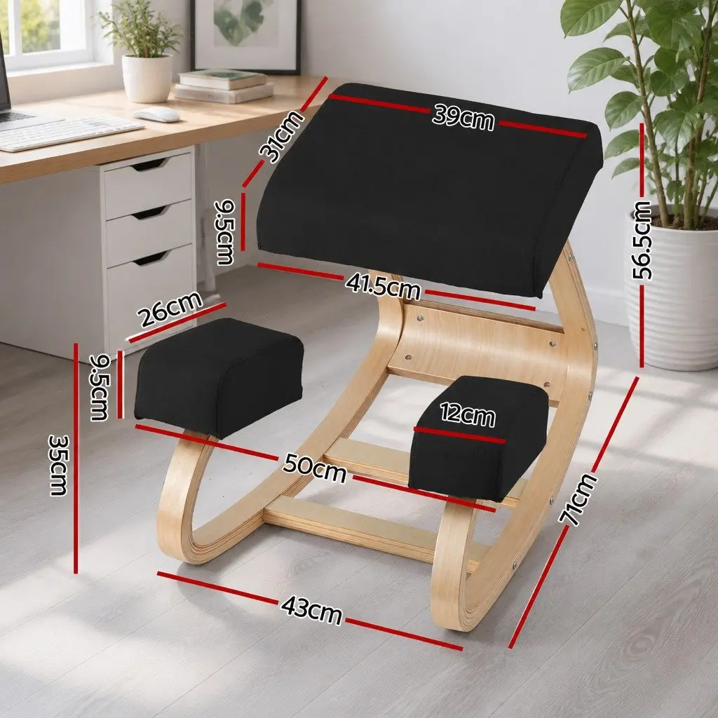 Kneeling Chair Ergonomic Posture Balance Stool Memory Foam Black Steel