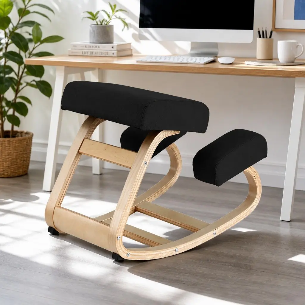 Kneeling Chair Ergonomic Posture Balance Stool Memory Foam Black Steel