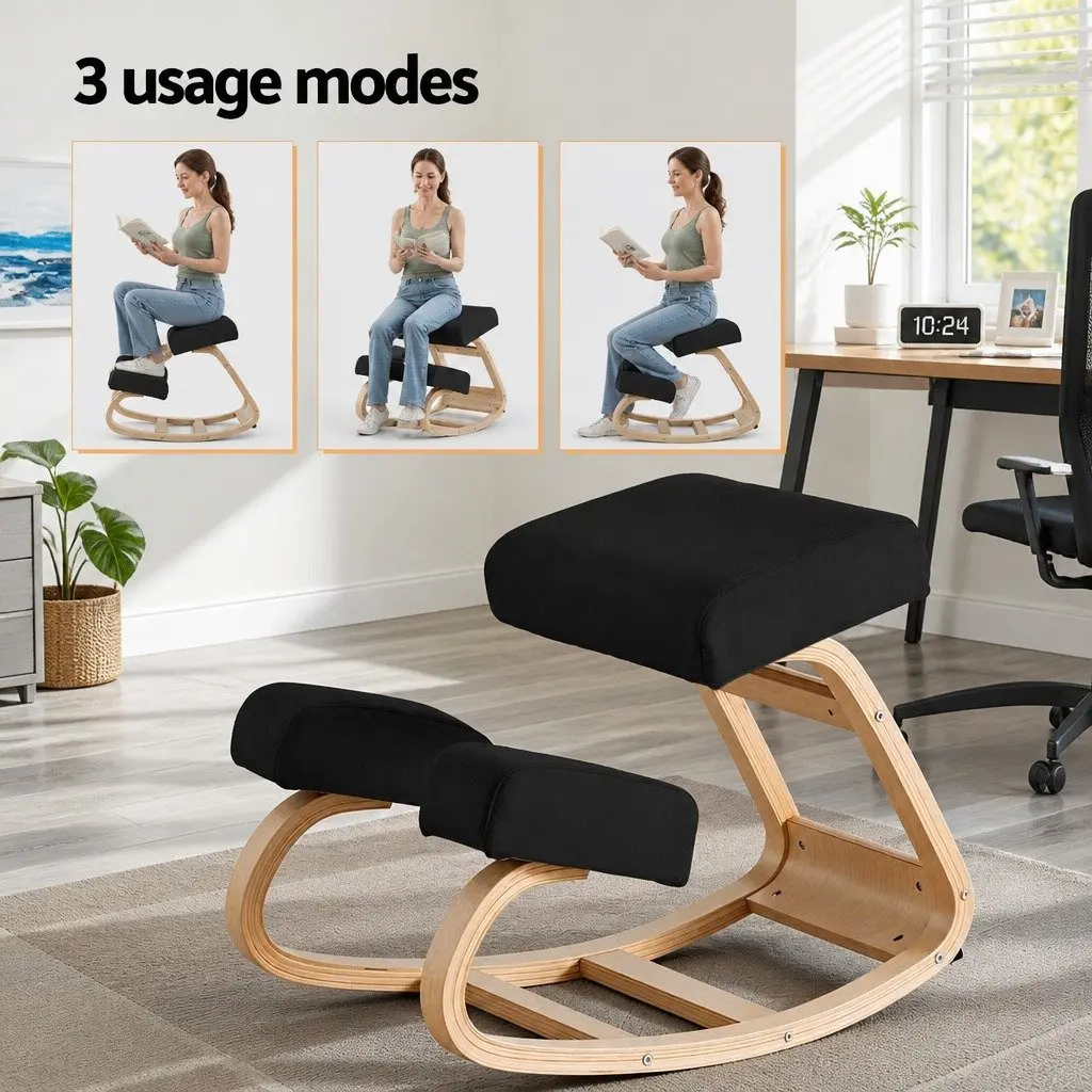 Kneeling Chair Ergonomic Posture Balance Stool Memory Foam Black Steel